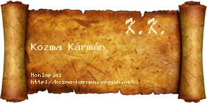Kozma Kármán névjegykártya